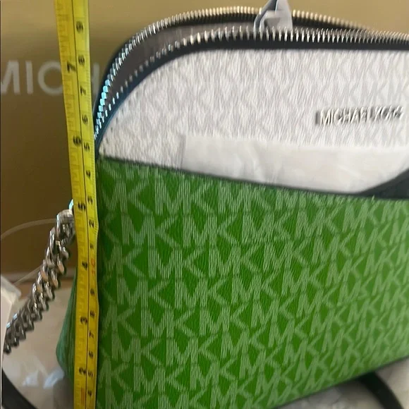 Michael Kors Green and White Crossbody Bag with Signature Monogram - Picture 7 of 7